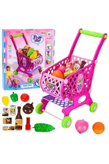 W�zek sklepowy z akcesoriami r�owy 46el 52cm LeanToys