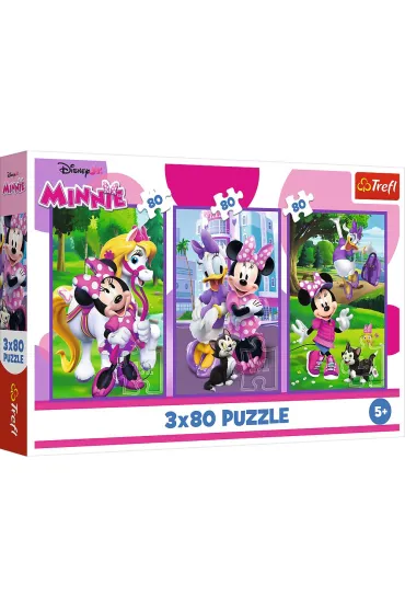 Puzzle 3x80 el. Minnie i przyjaciele Trefl