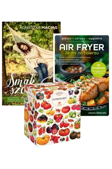 Puzzle Pakiet: Smak szcz�cia, czyli o dietach, piel�gnacji urody w zgodzie z natur� i szukaniu pi�kna w sobie, Air Fryer – 28 dni na talerzu, Puzzlove CzuCzu 1000 el. Pomidory
