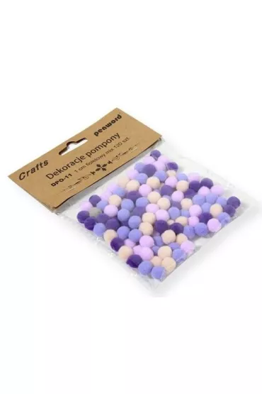 Penword Dekoracje pompony mix fioletowy 1cm