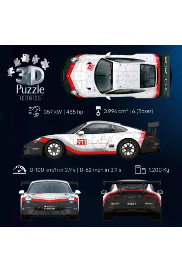 Puzzle Iconics 108 el. 3D Porsche 911 GT3 Cup Ravensburger