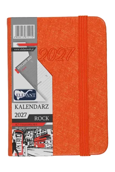 Kalendarz Rock 2027 A7 tygodniowy pomara�czowy