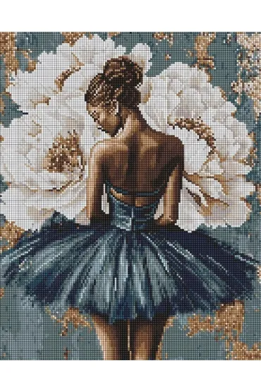 Ideyka Diamentowa mozaika - Baletnica z piwoniami 40x50cm