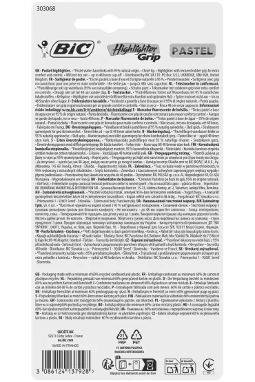 Zakre�lacze 6 kolor�w pastelowe BIC 302803
