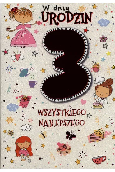 Kukartka Karnet B6 PR-020 Urodziny 3 dziewczynka