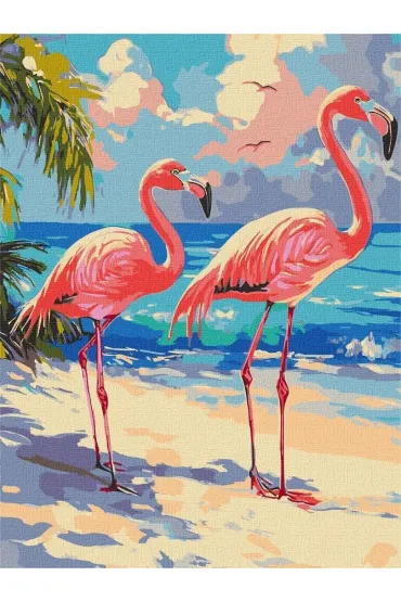 Ideyka Malowanie po numerach - R�owe flamingi 30x40cm