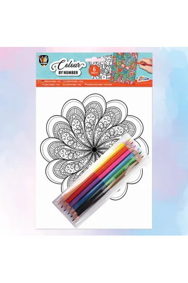 Malowanie po numerach - Mandala (6 arkuszy + 5 o��wk�w)