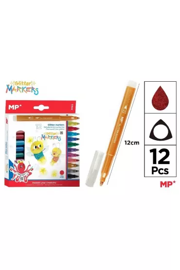 Mp Main Paper Flamastry brokatowe 12 kolor�w