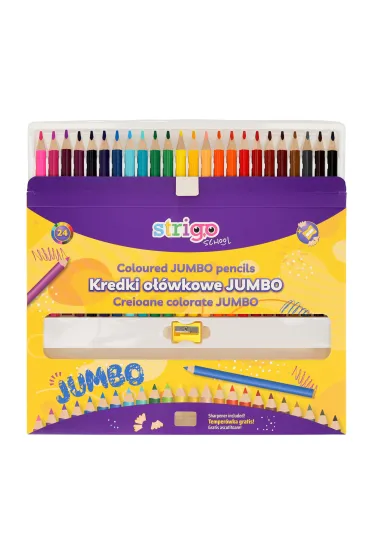 Strigo Kredki o��wkowe Jumbo tr�jk�tne z temper�wk� 24 szt.