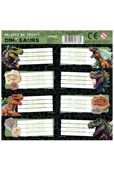 Derform Nalepki na zeszyty Dinozaur 25 szt.