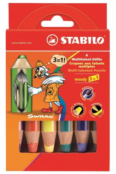 Stabilo Kredki Woody 3w1 6 szt.
