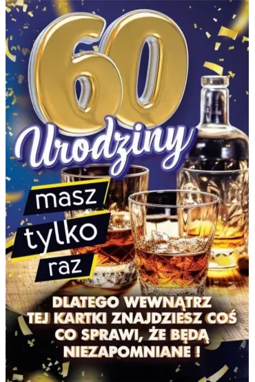 Yeku Karnet Urodziny z nak�adk� na butelk� 60
