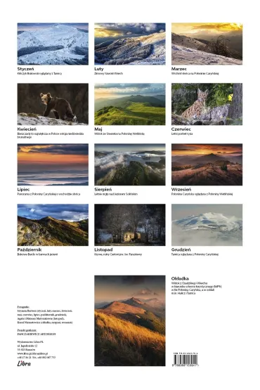 Kalendarz 2027 Bieszczady wieloplanszowy