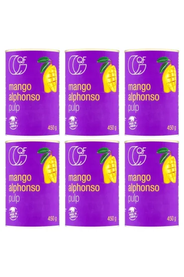 Quality Food Pulpa z mango Alphonso 99,9% mango Zestaw 6 x 450 g