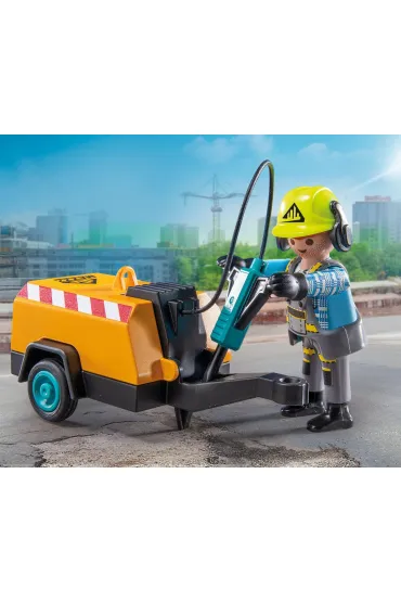Playmobil Action Heroes Pracownik budowlany z m�otem pneumatycznym 71752