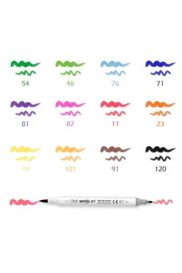 Koh-I-Noor Flamastry dwustronne p�dzelkowe Spree 12 kolor�w