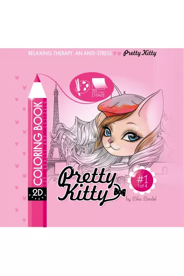 Kolorowanka antystresowa 200x200 20 kartek usztywniana 2D brokat Pretty Kitty 1