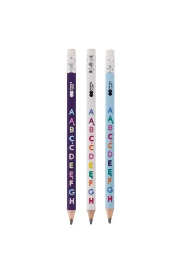 Happy Color O��WEK DO NAUKI PISANIA ,JUMBO Z GUMK� TR�JK�TNY 2B ABECAD�O 24SZT W KUBKU