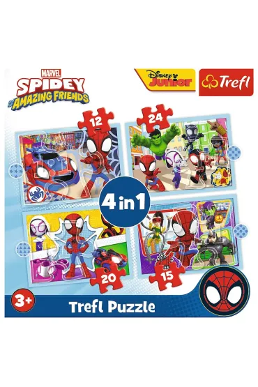 Puzzle 4w1 - Ekipa Spidey`a Spidey and his Amazing Friends, Marvel (12+15+20+24 el.) Trefl