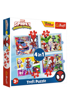 Puzzle 4w1 Ekipa Spidey`a Spidey and his Amazing Friends, Marvel Trefl
