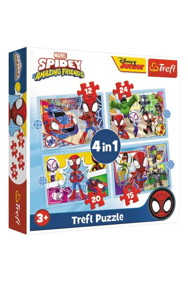 Puzzle 4w1 Ekipa Spidey`a Spidey and his Amazing Friends, Marvel Trefl