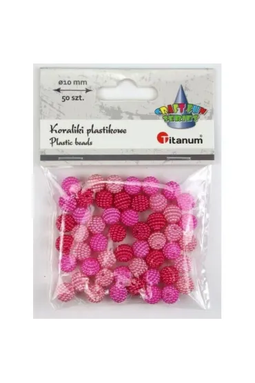 Titanum Koraliki plastikowe r�owe 10mm 50 szt.