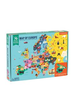 Puzzle Mapa Europy z elementami w ksztacie pastw 5+ Mudpuppy