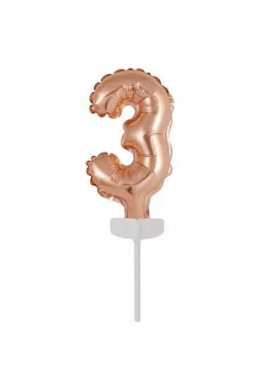 Amscan Balon foliowy mini cyfra 3 r�owe z�oto 7x12cm