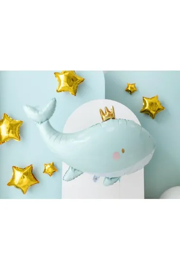 PartyDeco Balon foliowy Wieloryb b��kitny 93x60cm