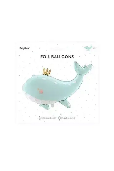PartyDeco Balon foliowy Wieloryb b��kitny 93x60cm