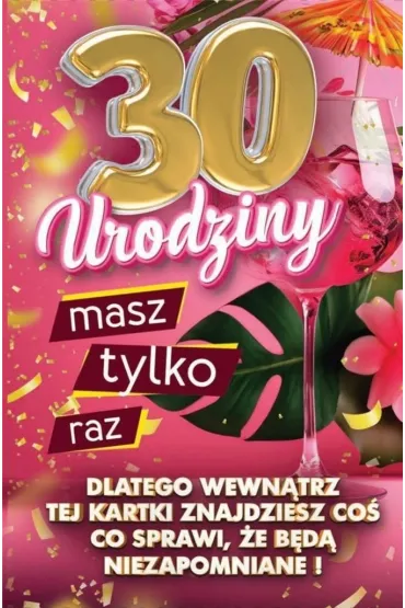 Yeku Karnet Urodziny z nak�adk� na butelk� 30
