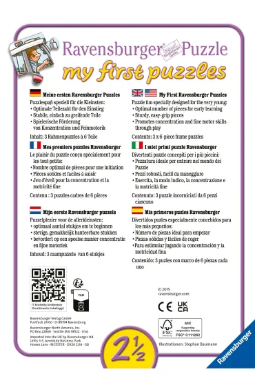 Puzzle 3x6 el. Traktor, koparka i ci�ar�wka Ravensburger