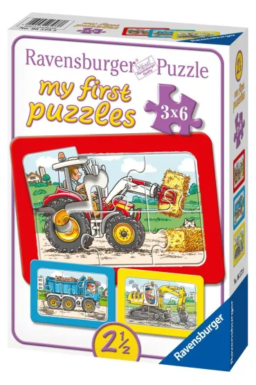 Puzzle 3x6 el. Traktor, koparka i ci�ar�wka Ravensburger