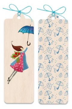 Cozywood Zakadka drewniana Kobieta z parasolem