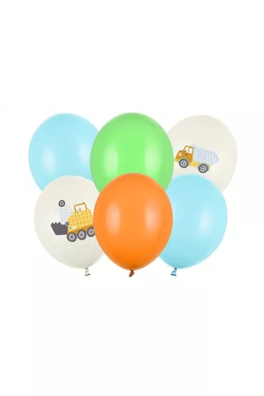 PartyDeco Balony Pojazdy budowlane 30cm