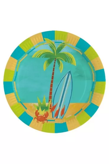 Amscan Talerze owalne papierowe Surfing 23cm 8 szt.