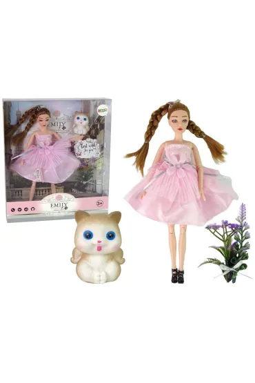 Lalka Emily warkocze kot kwiaty LeanToys
