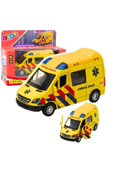 Karetka ambulans metalowy z nap�dem Pull Back LeanToys
