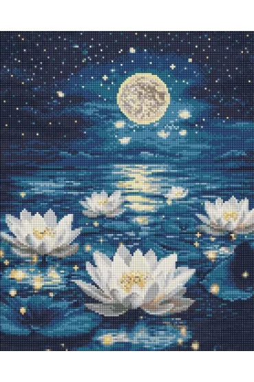 Diamentowa mozaika - Lotos pod po�wiat� 40x50cm