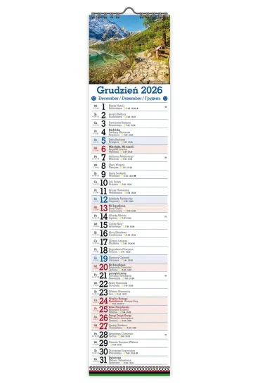 Kalendarz 2026 �cienny paskowy w�ski Magiczne Tatry KPW V4