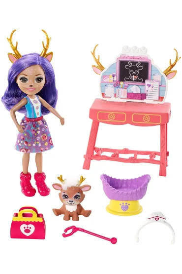 EnchanTimals. Zestaw Przychodnia dla zwierz�tek + Lalka Danessa Dear i Sprint, Akcesoria Mattel