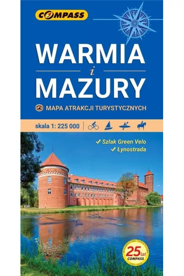 Mapa atrakcji turystycznych Warmia i Mazury 1:225 000