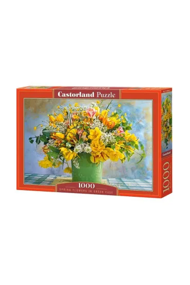Puzzle 1000 el. Wiosenne kwiaty w zielonym wazonie Castorland