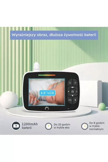Luna Bambini Niania Elektroniczna Baby Monitor Classic, Kolorowy ekran3,5 cala