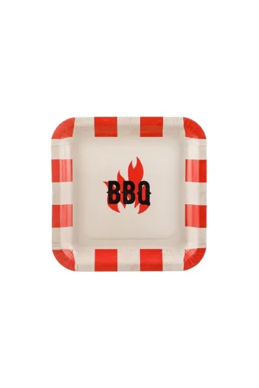PartyDeco Talerzyki papierowe BBQ 26x26cm 6 szt