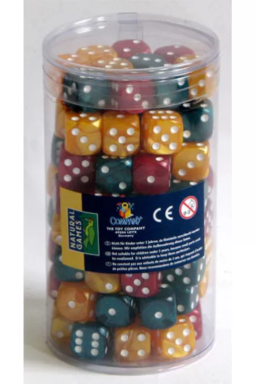 Ko�ci do gry plastikowe per�owe 16 mm 100 szt. mix kolor�w NG