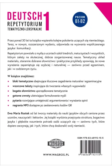 DEUTSCH 1. Repetytorium tematyczno-leksykalne.  Poziom B1-B2 - Ewa Maria Rostek