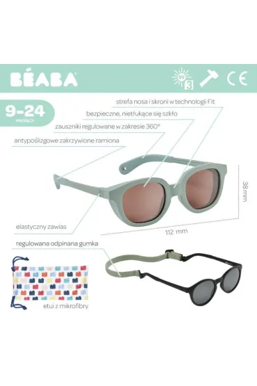 Beaba Okulary przeciwsoneczne dla dzieci 9-24 miesicy Lucky - Sage Green