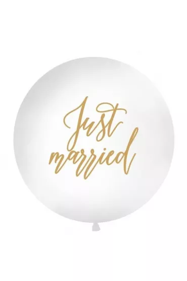 PartyDeco Balon Just married 1m bia�y