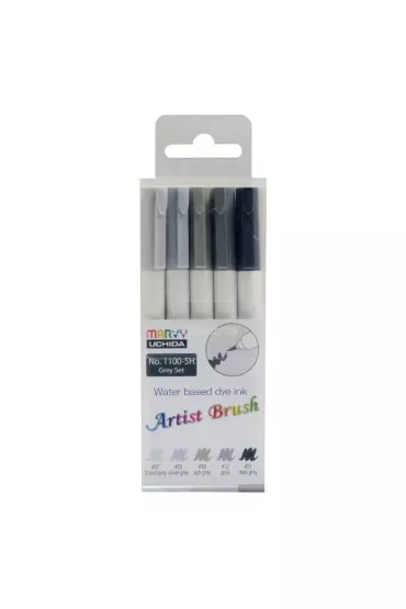 Marvy Flamastry Artist Brush Grey 5 kolor�w